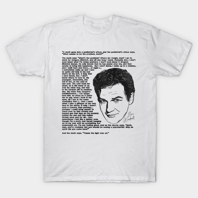 Norm MacDonald -- "A Moth Goes..." Joke T-Shirt by darklordpug